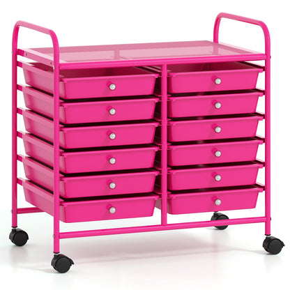 12 Drawers Rolling Storage Cart for Home and Office-Black