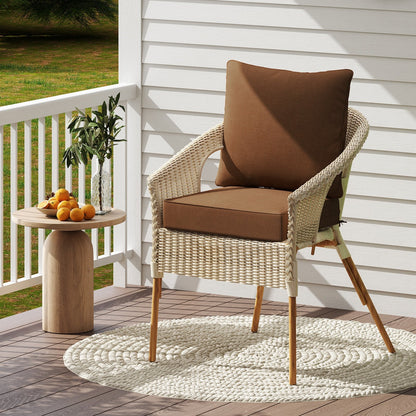 Deep Seat Chair Cushion Pads Set with Rope Belts for Indoor and Outdoor-Beige
