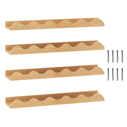 24 Inch Kids Bookshelf Set of 4 Wall-Mounted Picture Ledge Shelf-Natural