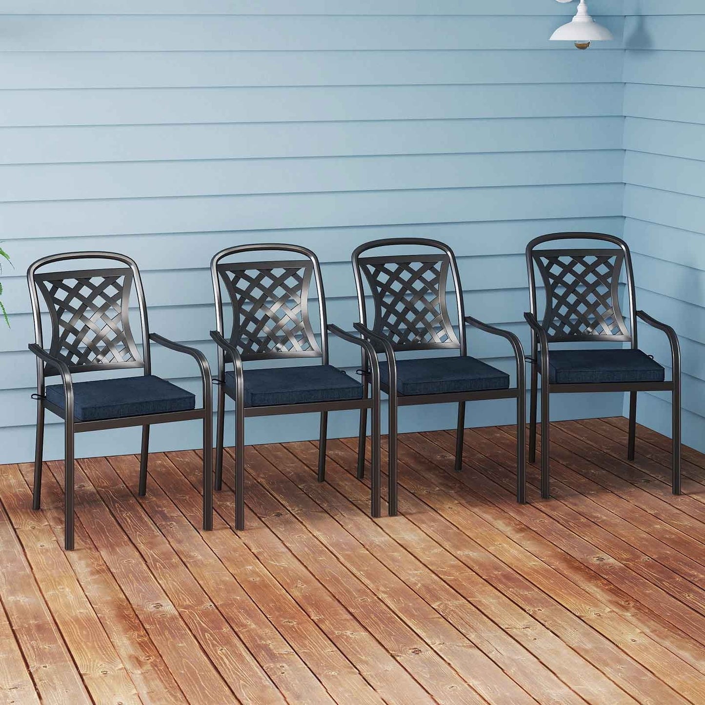 Outdoor Chair Cushion Set of 2 Waterproof Fade-Resistant Olefin Seat Cushions-Black