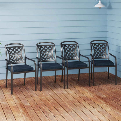 Outdoor Chair Cushion Set of 2 Waterproof Fade-Resistant Olefin Seat Cushions-Black