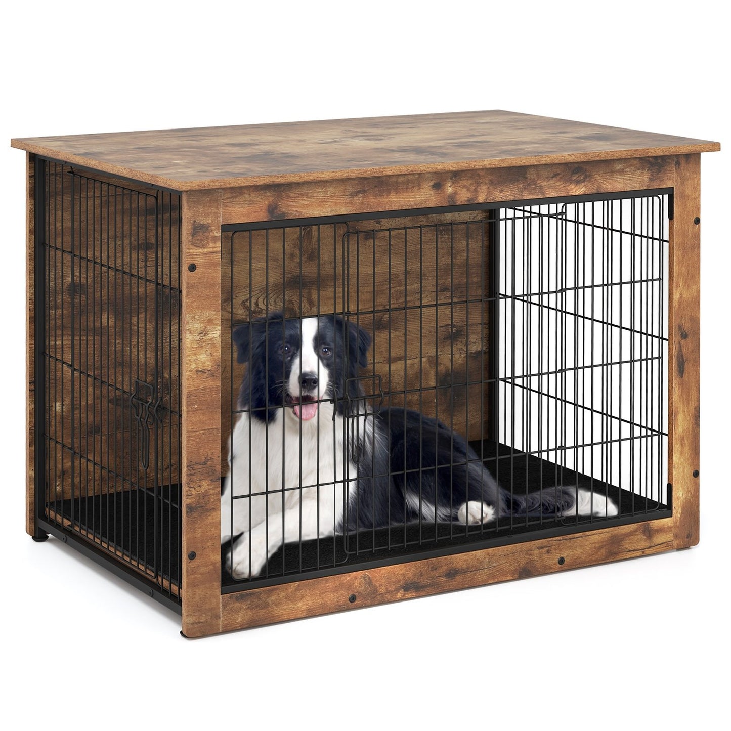 Dog Crate Furniture with Cushion and Double Doors for Small/Medium Dogs-33 Inches