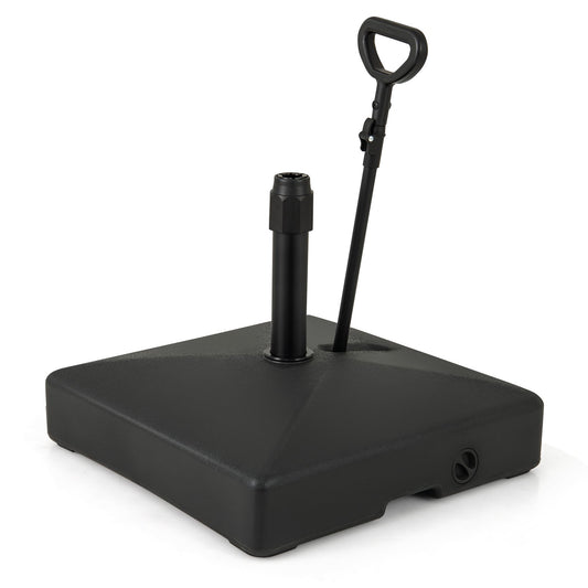 Mobile Patio Umbrella Base Water Sand Fillable Market Table Umbrella Stand with 3 Wheels-Black