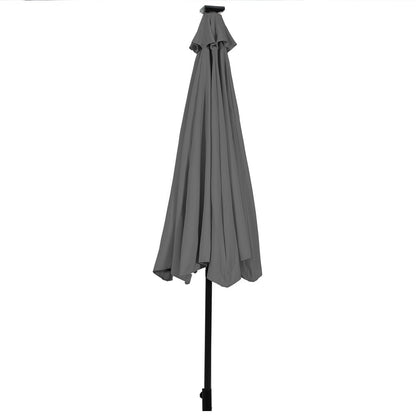 10' Solar LED Lighted Patio Market Umbrella Shade Tilt Adjustment Crank-Beige