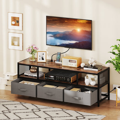 TV Stand for TVs up to 65 Inches with Power Outlets USB Charging-Natural