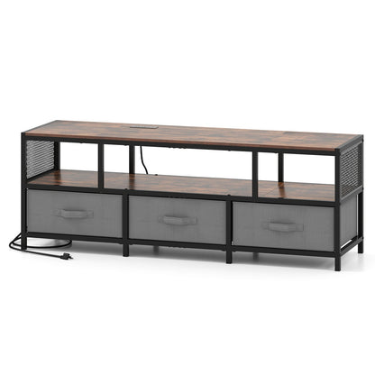 TV Stand for TVs up to 65 Inches with Power Outlets USB Charging-Natural