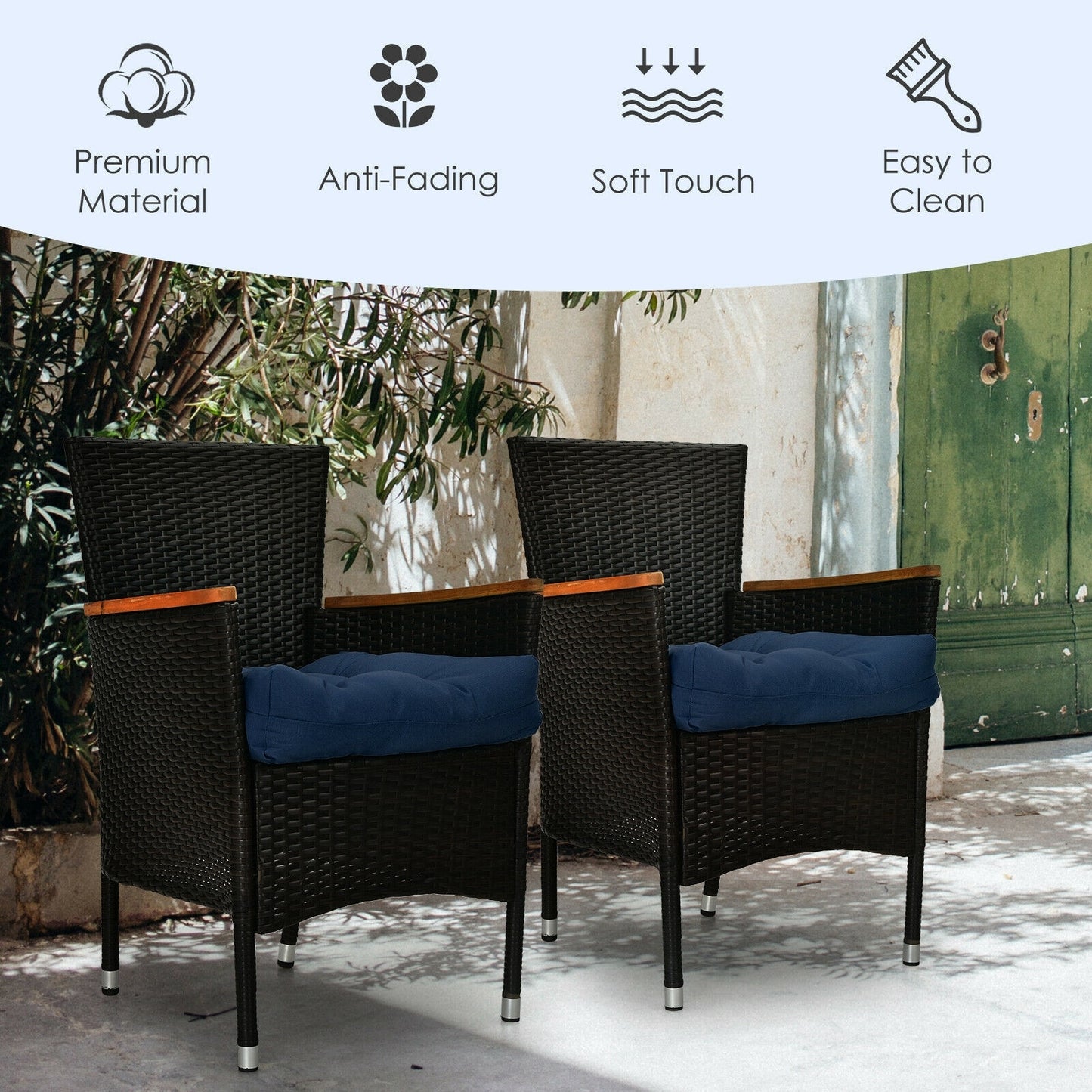 21 Inch  x 21 Inch Patio Chair Seat Cushion Pads for Indoor and Outdoor-Beige