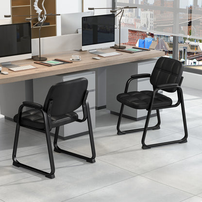 Set of 4 Upholstered Waiting Room Chair with Armrest and Ergonomic Backrest-Black