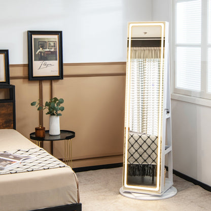 Standing Jewelry Cabinet with Adjustable LED Lights-White