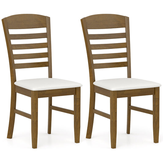 Dining Chairs Set of 2 with Rubber Wood Frame and Padded Seat-Walnut