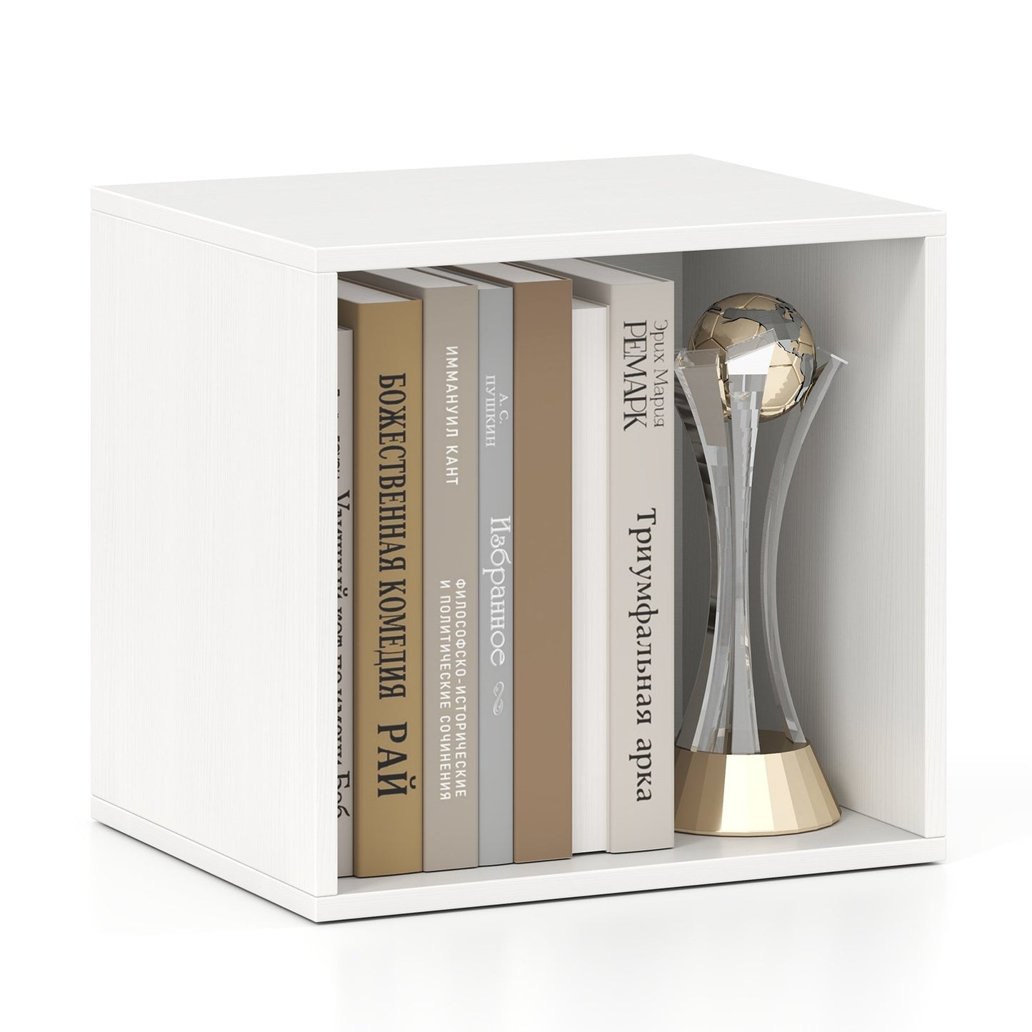 Cube Storage Organizer Stackable Open Book Shelf Wooden Display Shelving Unit-Rustic Brown