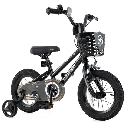 14 Inch Kids Bike with Basket and Training Wheels for Children Aged 4-5 Years Old