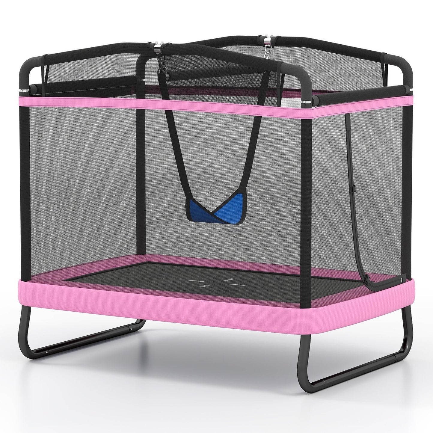6 FT Kids Trampoline with Swing and Horizontal Bar Small Rectangle Trampoline-Blue