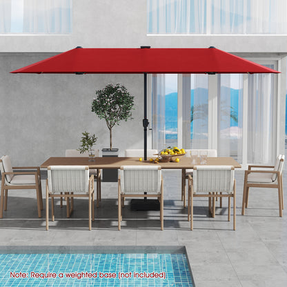 13 FT Large Patio Umbrella with LED Solar Lights and Crank Handle-Beige