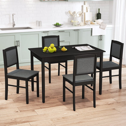 5-Piece Dining Set for 4 with Rubber Wood Legs for Small Dining Room-Beige