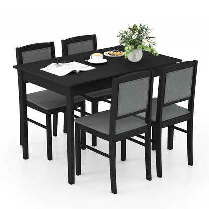 5-Piece Dining Set for 4 with Rubber Wood Legs for Small Dining Room-Beige