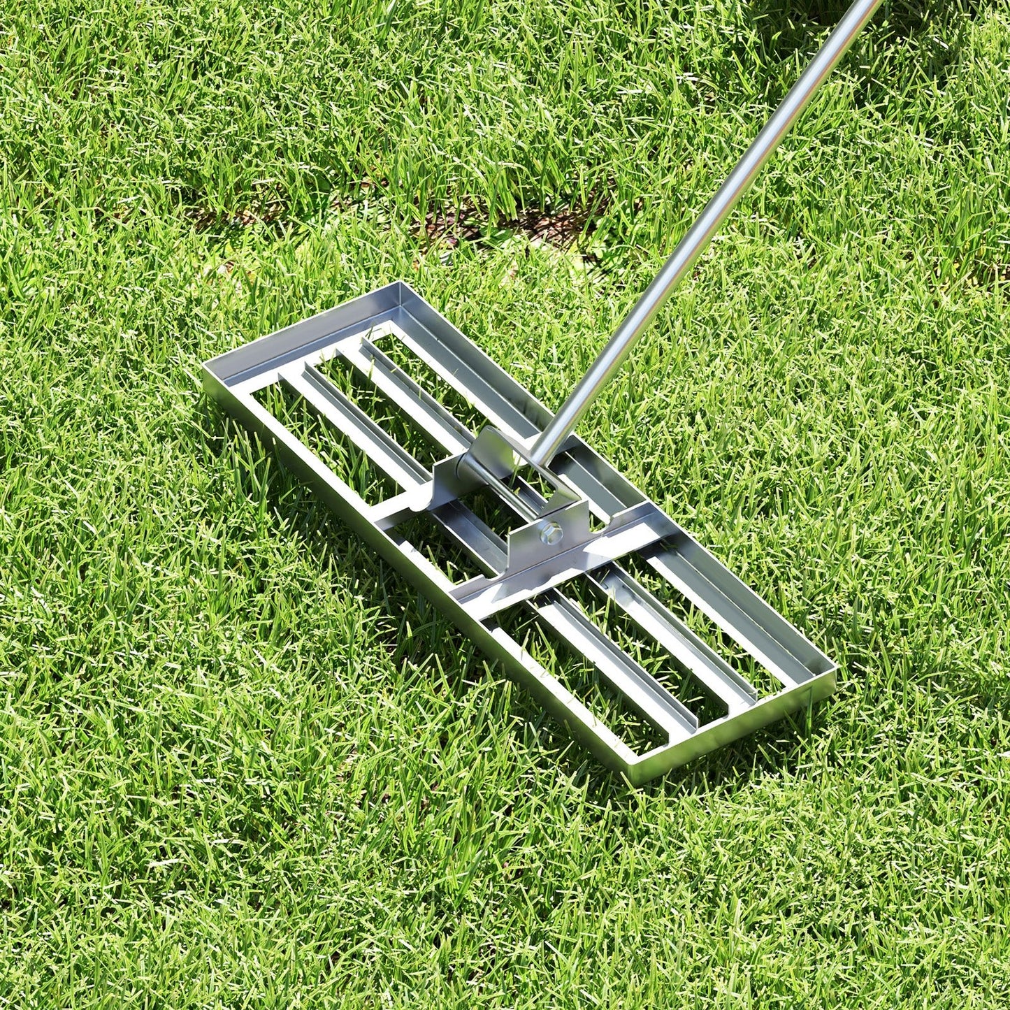 30 x 10 Inch Lawn Leveling Rake with Ergonomic Handle-Black