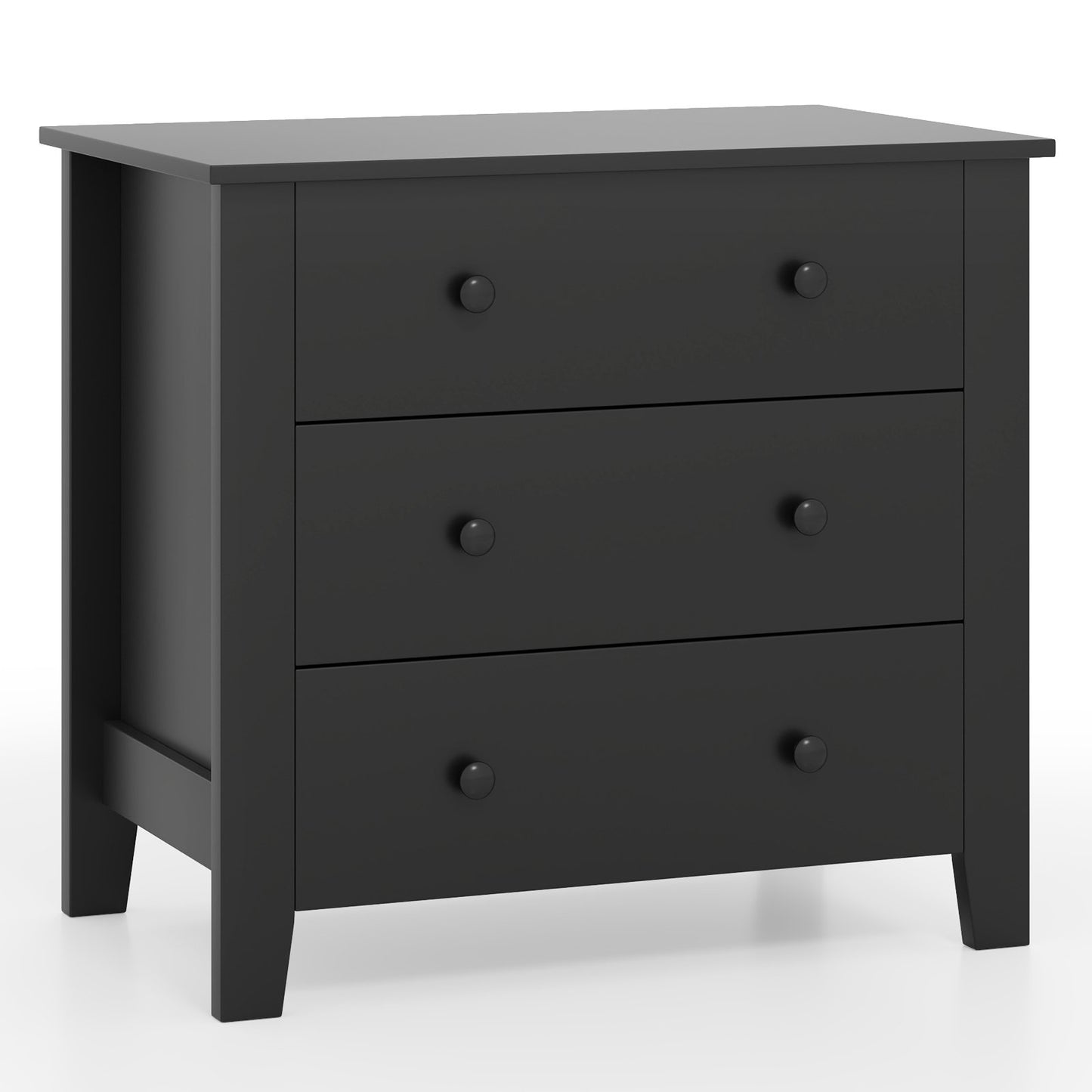 3 Drawer Dresser Chest of Drawers Bedside Table-Black
