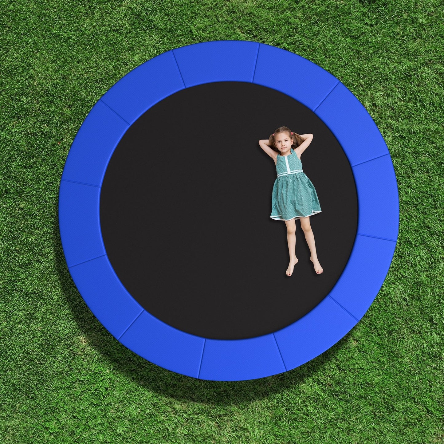 15 Feet Trampoline Pad Replacement Safety Pad with Fixing Straps (Blue)