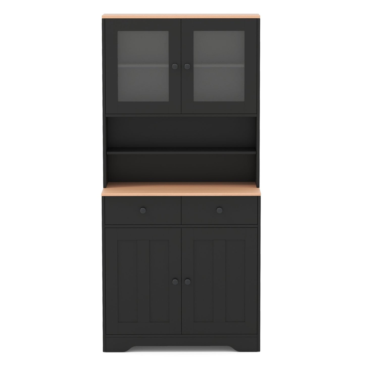 Pantry Cabinet with 2 Removable Shelves-Black