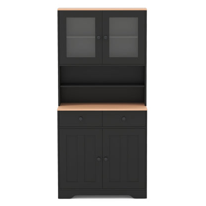 Pantry Cabinet with 2 Removable Shelves-Black