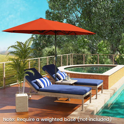 13 FT Large Patio Umbrella Outdoor Double-Sided Table Market Umbrella with Crank Handle-Beige