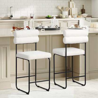 26 Inch Counter Height Bar Stools Set of 2 with Metal Frame and Footrest-Black