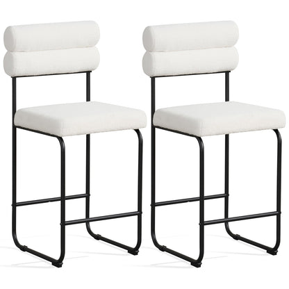 26 Inch Counter Height Bar Stools Set of 2 with Metal Frame and Footrest-Black
