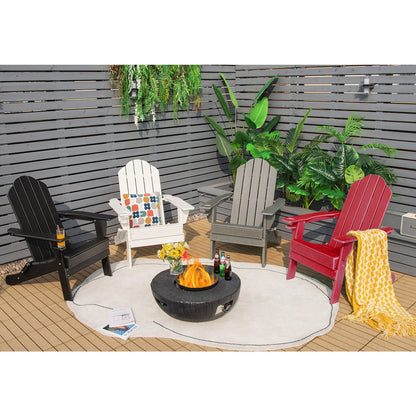 Foldable Weather Resistant Patio Chair with Built-in Cup Holder-Black