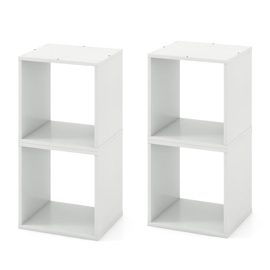 【NOT SALE】Set of 2 Stackable Nightstand with Storage Cubes white