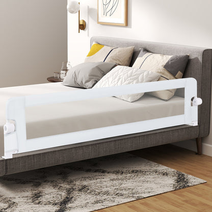 71-Inch Foldable Bed Rail Swing Down Baby Bed Guard Rail with Adjustable Safety Strap-Blue