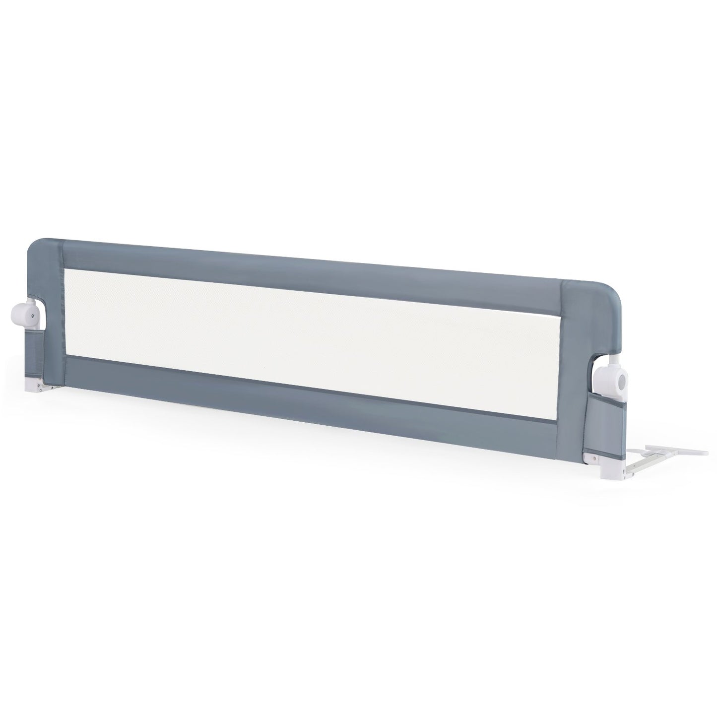 71-Inch Foldable Bed Rail Swing Down Baby Bed Guard Rail with Adjustable Safety Strap-Blue