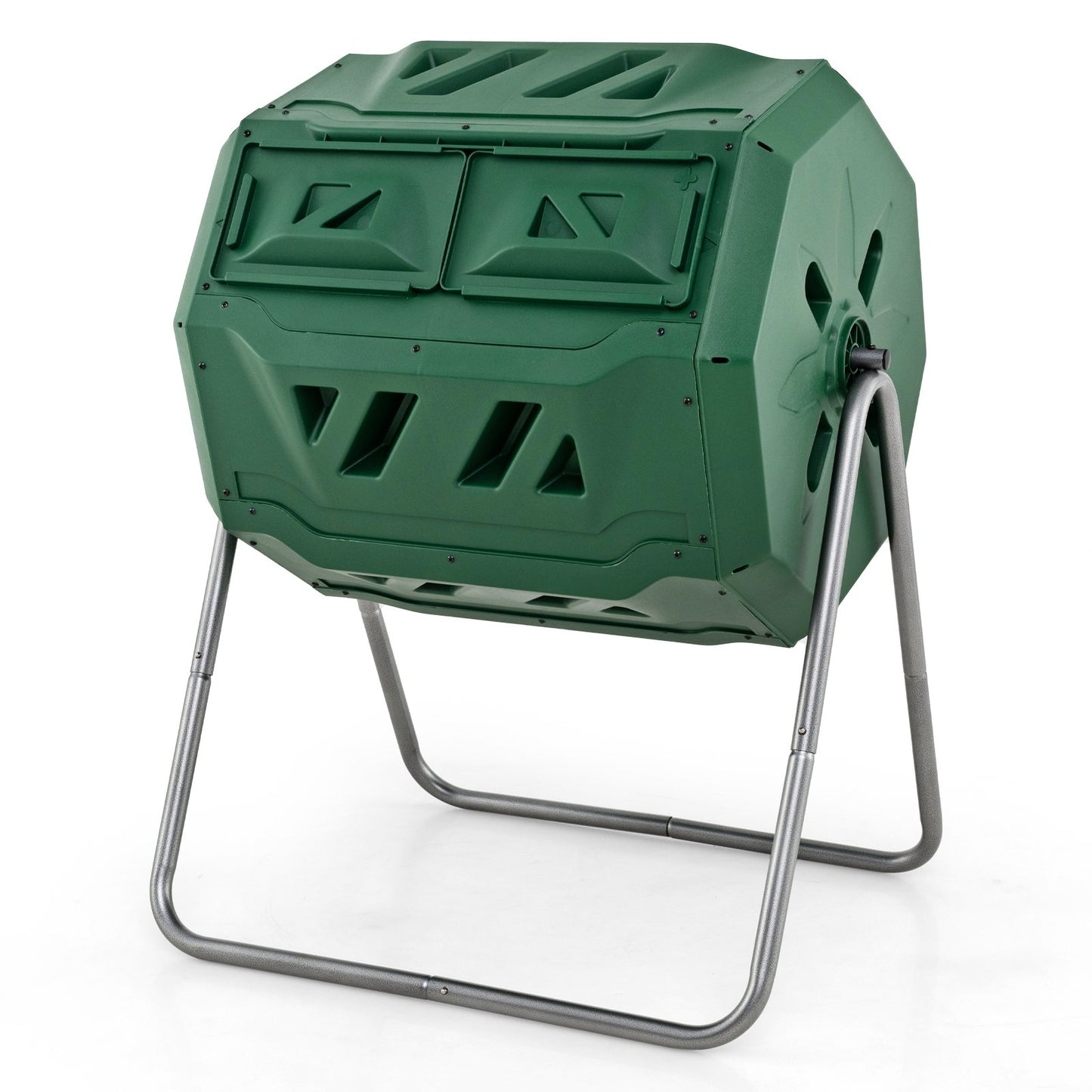 43 Gallon Composting Tumbler Compost Bin with Dual Rotating Chamber