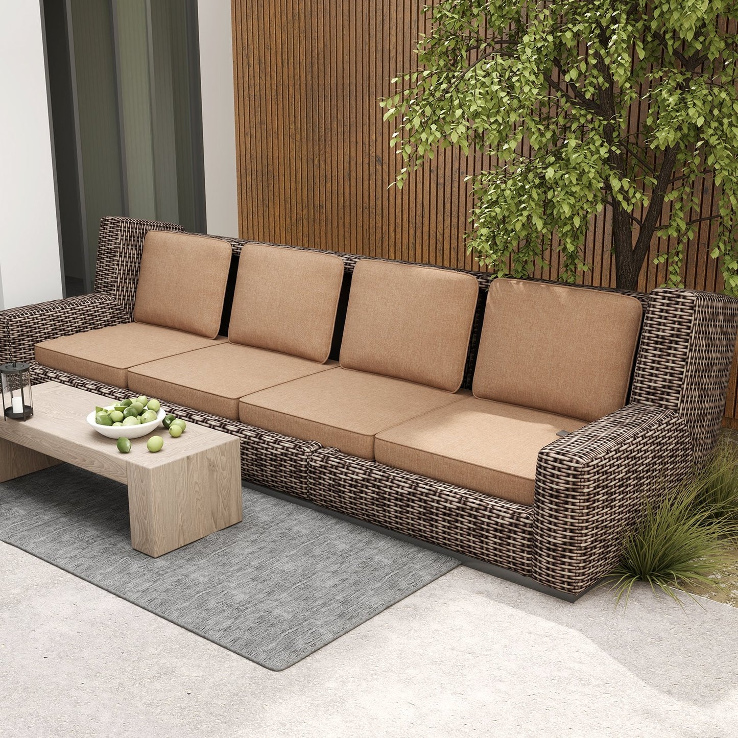 Set of 4 Outdoor Patio Cushion Set with Removable Covers-Black