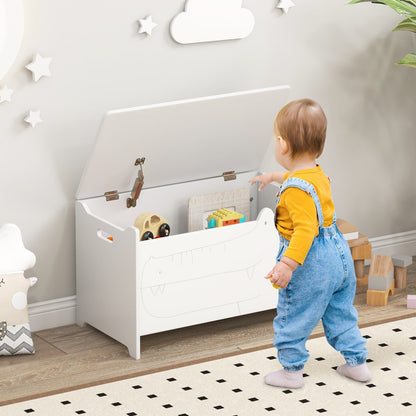 Wooden Kids Toy Box with Safety Hinge-Green