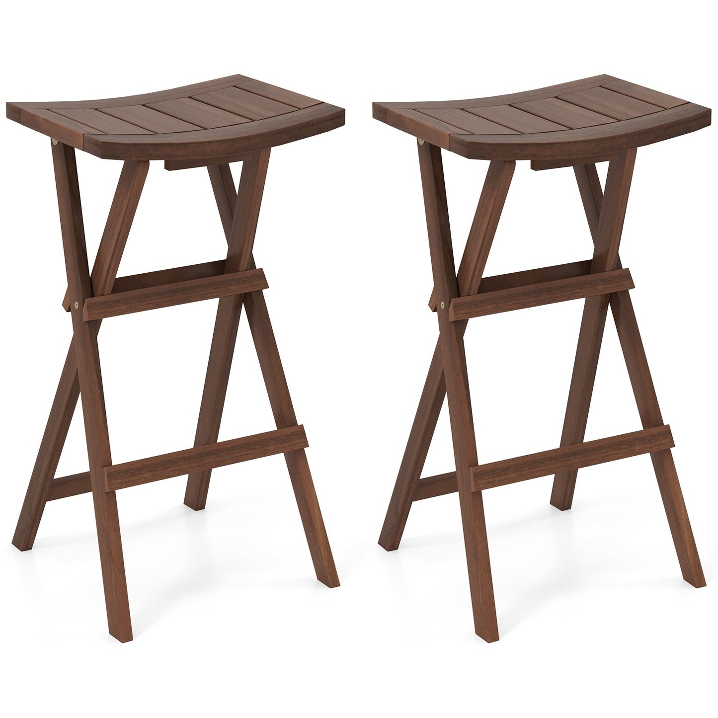 Bar Stools Set of 2 with Saddle Seat and Footrest for Kitchen Island and Balcony