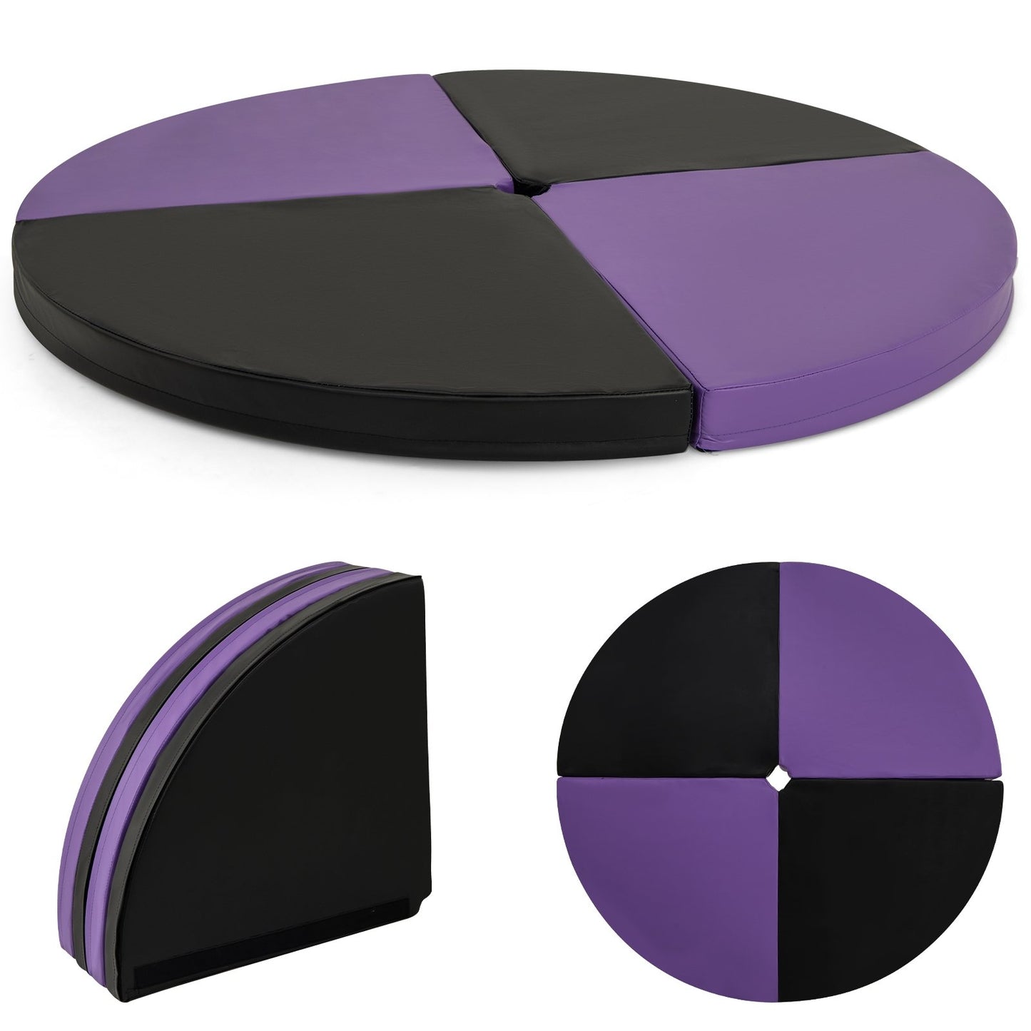 Pole Dance Crash Mat Round Portable Yoga Mat with EPE Foam-Black
