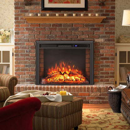 Curved Recessed Electric Fireplace Insert with Remote Control and Overheat Protection-26 Inch