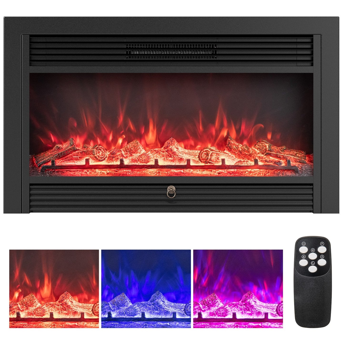 33/36-Inch Electric Fireplace Insert 750W/1500W Recessed Fireplace Heater-1500W