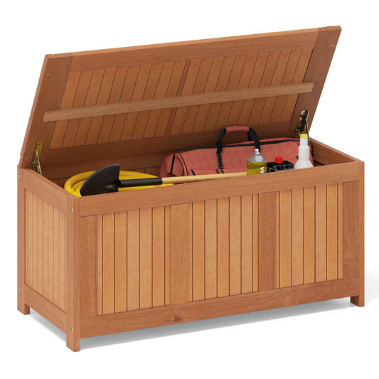 58 Gallon 3-in-1 Patio Wood Deck Box with Flip Top for Cushions