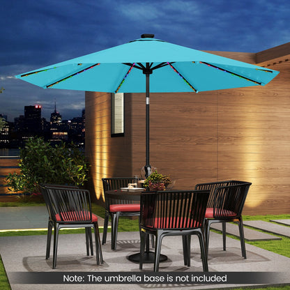 10 Feet Solar Patio Umbrella with 96 Multi-Colored Flowing LED Lights and Tilt Adjustment-Beige