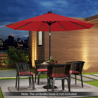 10 Feet Solar Patio Umbrella with 96 Multi-Colored Flowing LED Lights and Tilt Adjustment-Beige