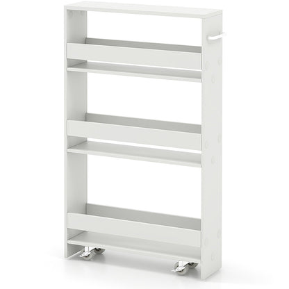 Rolling Kitchen Slim Storage Cart Mobile Shelving Organizer with Handle-Gray