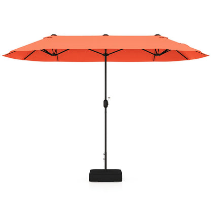 13 Feet Double-Sided Patio Twin Table Umbrella with Crank Handle-Beige