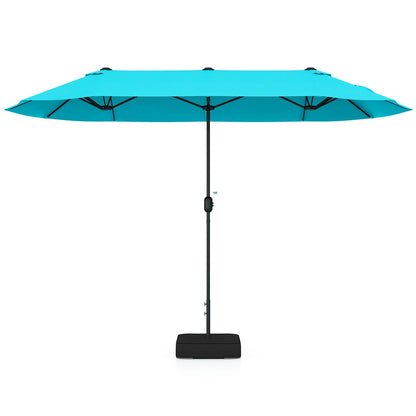 13 Feet Double-Sided Patio Twin Table Umbrella with Crank Handle-Beige