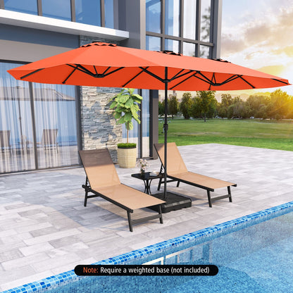 15.5 FT Extra-Large Patio Umbrella with LED Solar Lights and Crank Handle-Beige