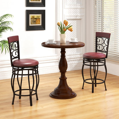 Set of 2 26 Inch Bar Stool with Backrest and Footrest-Black