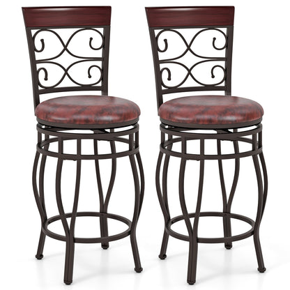 Set of 2 26 Inch Bar Stool with Backrest and Footrest-Black