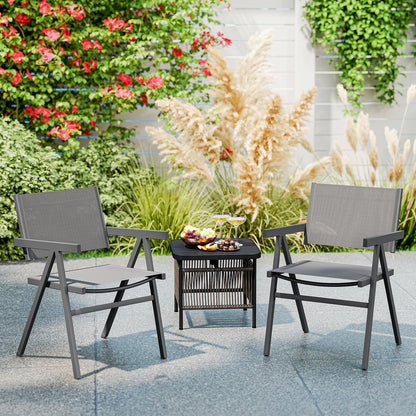 Patio Chairs Set of 2 Outdoor Dining Chair with Breathable Fabric Seat-Set of 4