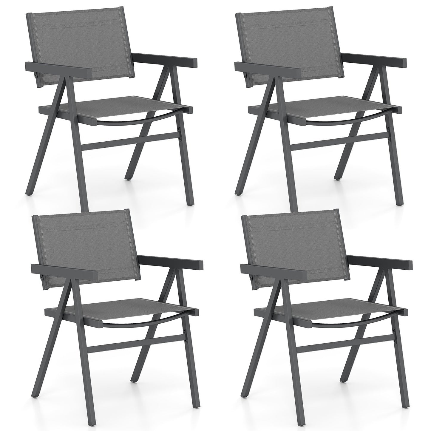 Patio Chairs Set of 2 Outdoor Dining Chair with Breathable Fabric Seat-Set of 4